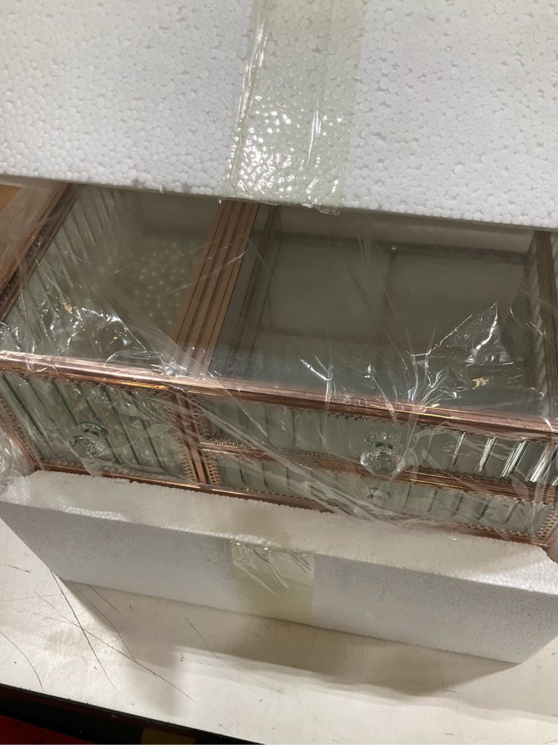 Condition photo showing Good Condition for youdepot makeup organizer countertop - tempered glass vanity organizer for cosmetics, skincare, hair tools, brushes, perfume - multipurpose bathroom counter skincare organizer green