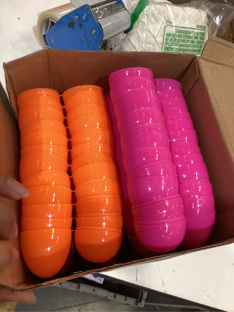Condition photo showing Good Condition for easter eggs, plastic 2.3\" 144pcs colorful with golden eggs bulk empty fillable for easter hunt party favor basket stuffers filler classroom prize supplies decor