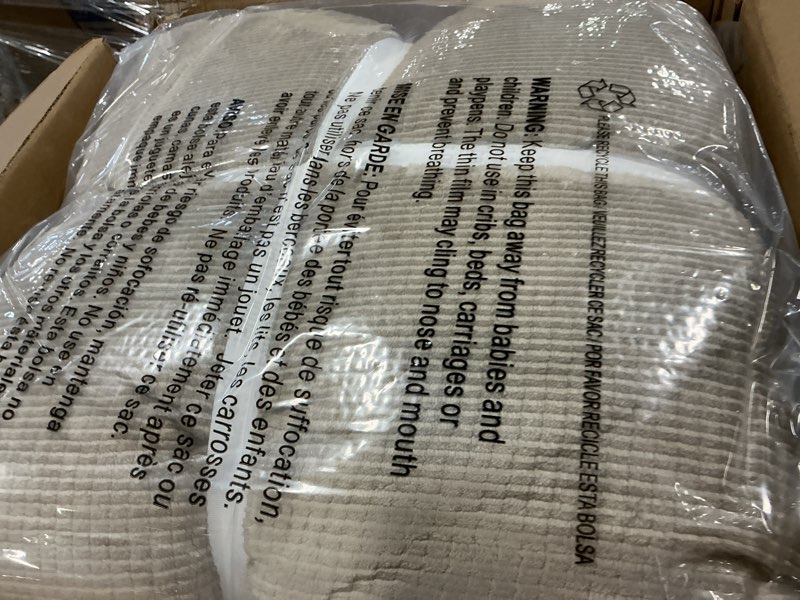 Condition photo showing Good Condition for UGG Full/Queen Comforter Set 5 Piece Bed in a Bag with Throw Blanket, Decorative Pillow, Shams, Reversible Hypoallergenic Washable Luxury Warm Fluffy Bedding Set, Brown Birch (Remina) Ivory Full/Queen