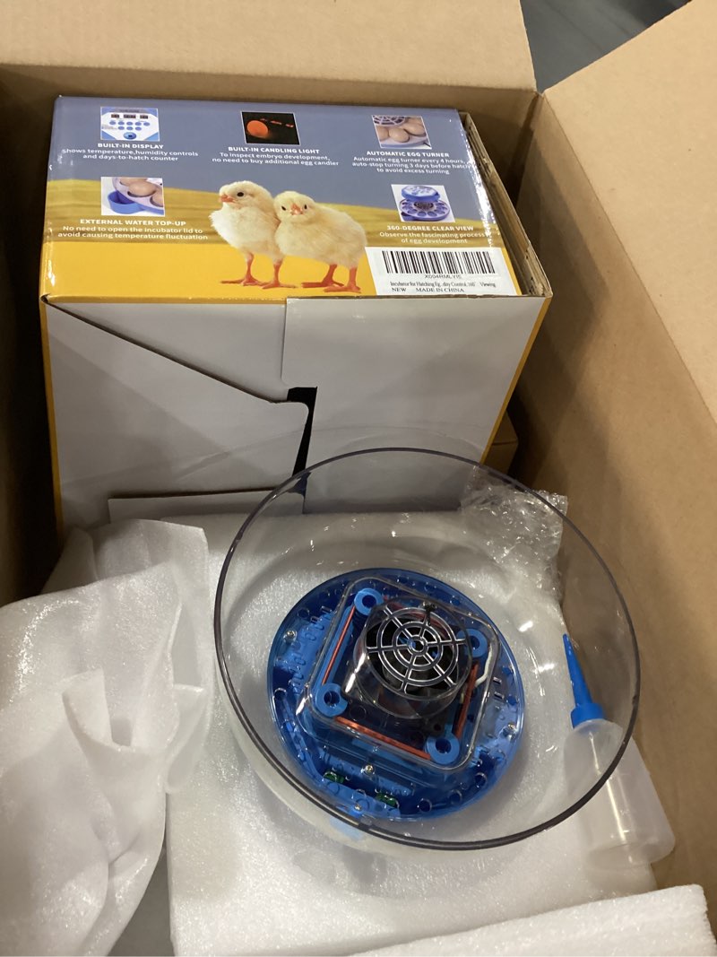 Condition photo showing As Is for Incubator for Hatching Eggs12-24 Egg Capacity, Automatic Egg Turner, Temperature & Humidity Control, 360° Viewing for Chicken, Duck and Quail Eggs, Birds (E12 New)