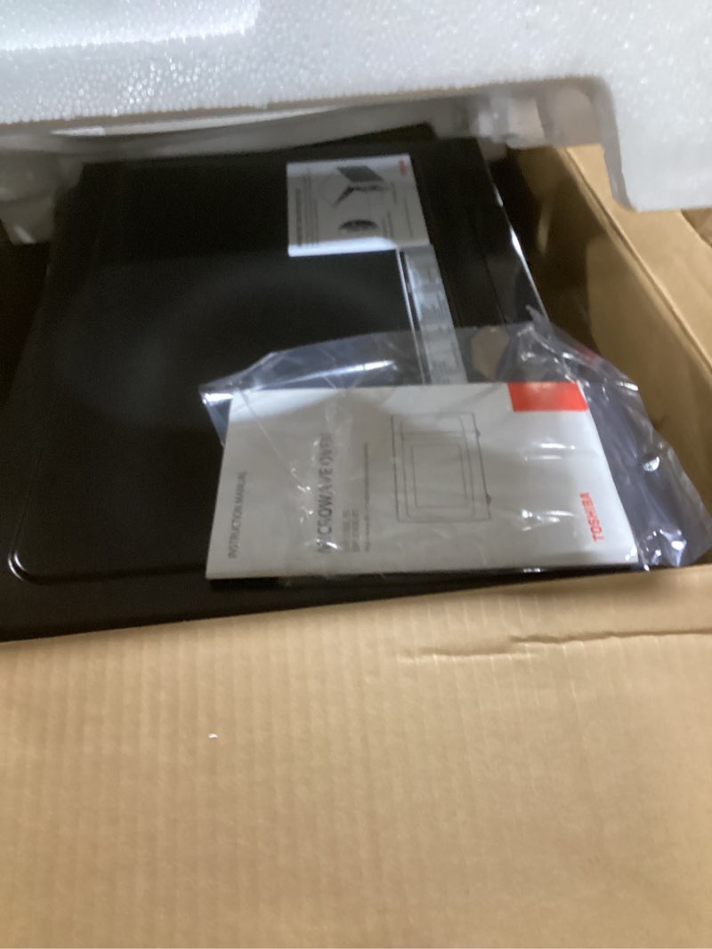 Condition photo showing As Is for TOSHIBA EM131A5C-SS Countertop Microwave Ovens 1.2 Cu Ft with 12.4" Removable Turntable Smart Humidity Sensor, 12 Auto Menus Mute Function ECO Mode Easy Clean Interior, 1000W, Silver 1.2 Cu.Ft.-Silver