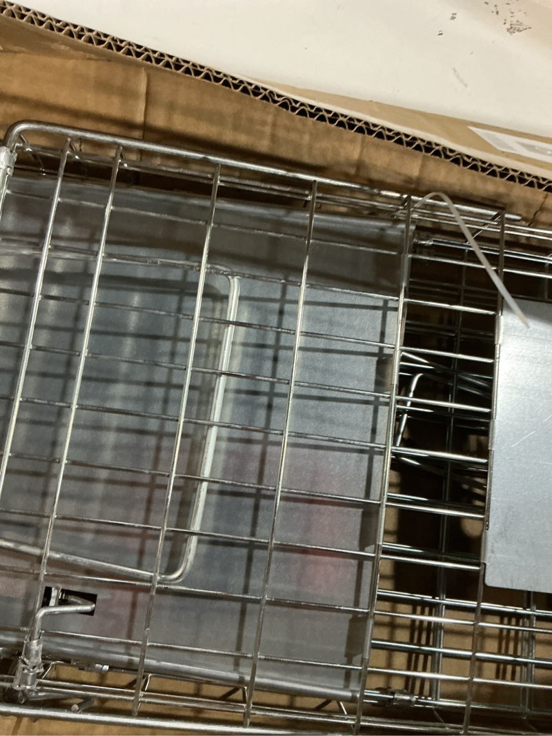 Condition photo showing Good Condition for vevor live animal cage trap, 31" x 10" x 12" humane cat trap galvanized iron, folding animal trap with handle for rabbits, stray cats, squirrels, raccoons, groundhogs and opossums