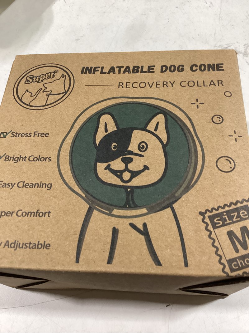 Condition photo showing New/Like New for supet raised inflatable dog cone collar to stop licking, soft dog cone alternative after surgery, pet neck donut collar for small medium large dogs watermelon s(neck 7"-9.5")