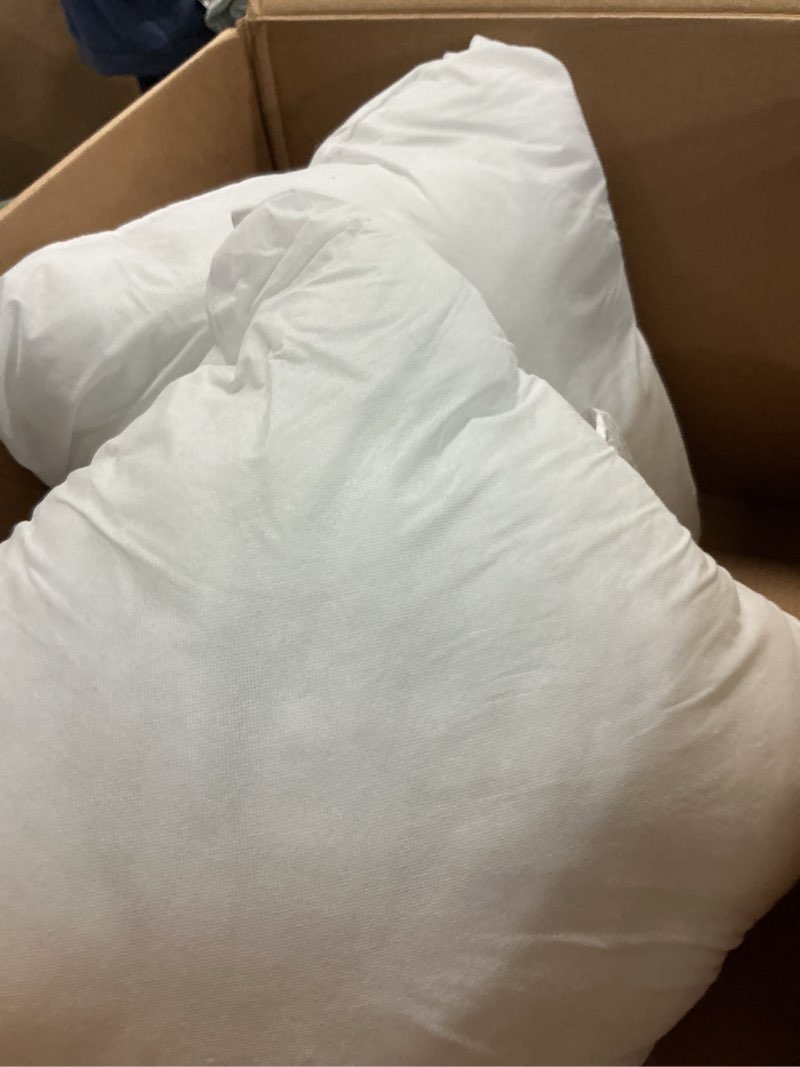 Condition photo showing As Is for miulee 24x24 synthetic down alternative pillow insert euro decorative throw pillow 24 x 24 inch body bed sleeping ultra soft fluffy form for sofa couch bed 1 24x24inch (pack of 1)