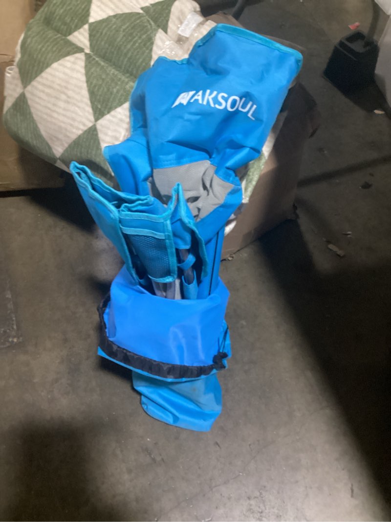 Condition photo showing Good Condition for aksoul folding beach chair for adults: low/high back chairs with carry bag - extra wide seat chair with comfortable pillow & storage pocket (1 pack & 2 pack, blue) low back blue 1 pcs