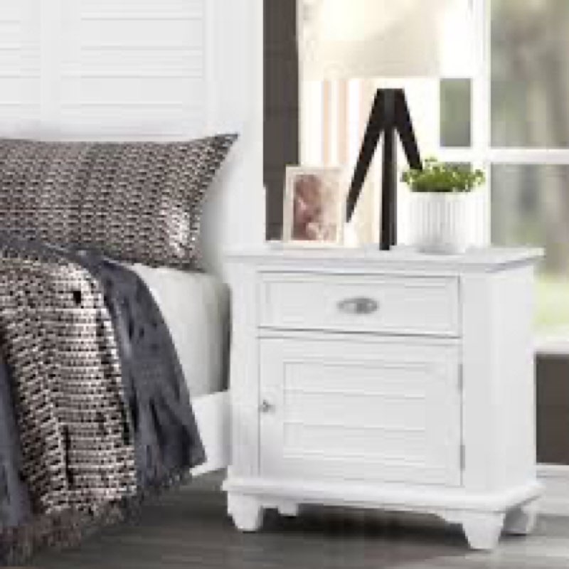 Odum 1 - Drawer Solid Wood Nightstand in White