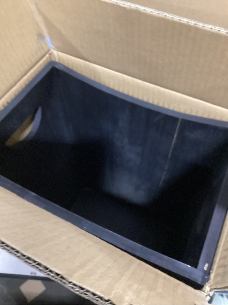 Condition photo showing Good Condition for liantral wood trash can wastebasket, 2 gallon small bathroom garbage can wooden waste basket trash container recycling bin for bathroom, bedroom, living room, office, kitchen, black