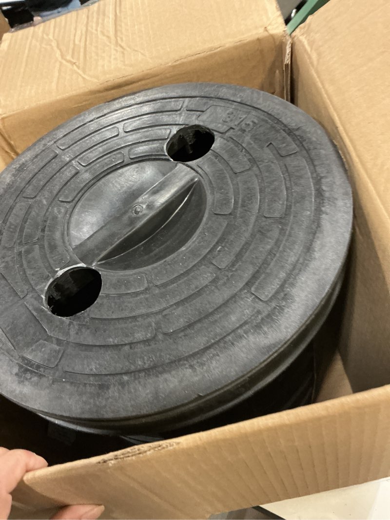 Condition photo showing Good Condition for perforated sump basin with lid, include sump pump stand, sump pump basin bucket with drilled holes for yards, patios, sewage pump wells, driveways(13 x 11.4 x 15 inch)