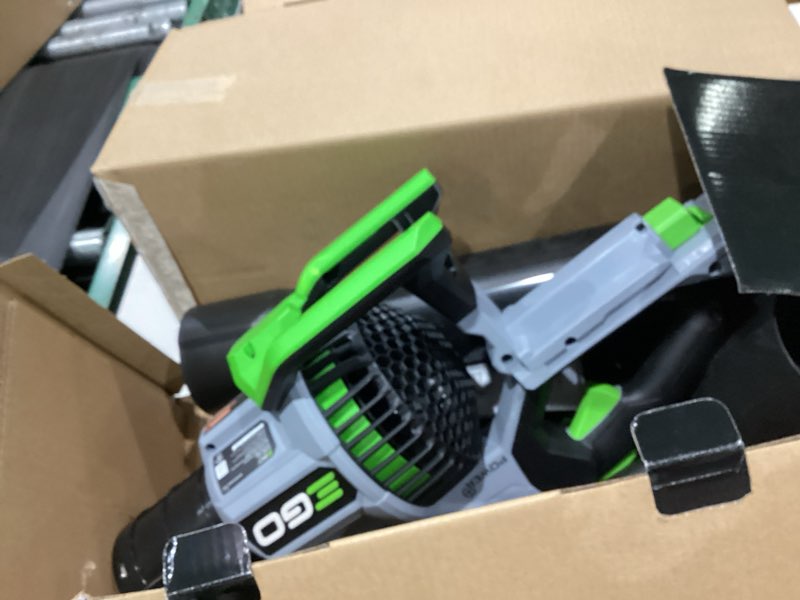 Condition photo showing As Is for ego power+ 56-volt 765-cfm 200-mph battery handheld leaf blower 5.0 ah battery included charger included
