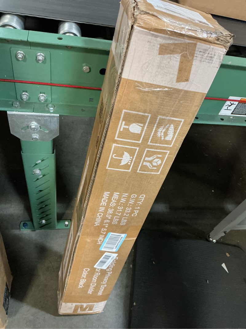 Condition photo showing New/Like New for mayoliah 8-panel black room divider 6ft tall folding privacy screen portable office partition 160" w x 72" h black 8 panel