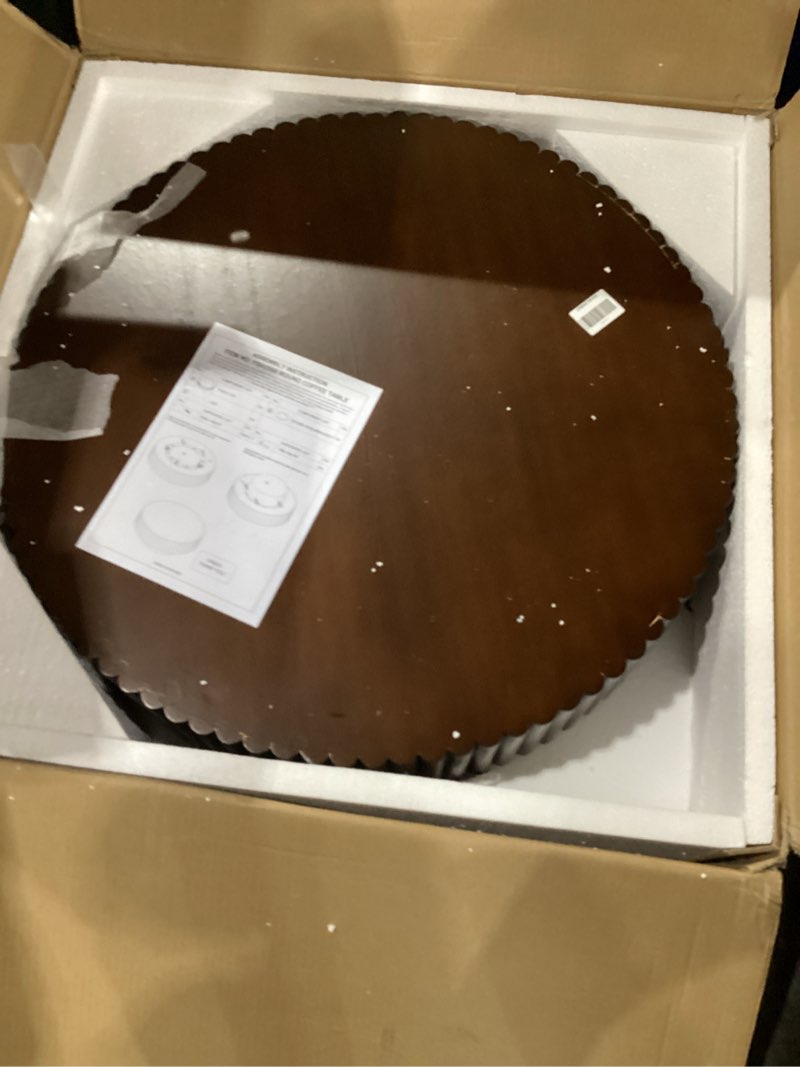 Condition photo showing As Is for Rovibek Round Coffee Table, 31.5" Wooden Fluted Coffee Table with Fluted Base, Circle Accent Center 