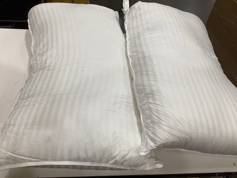 Condition photo showing As Is for beckham hotel collection bed pillows king size set of 2 | down alternative pillow for back, stomach or side sleepers king white