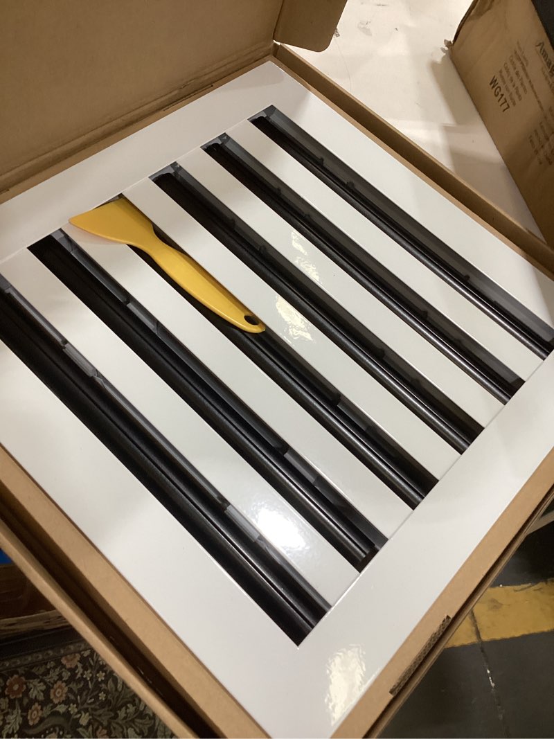 Condition photo showing Good Condition for fa-star clean modern ac vent cover 12 x 12 (duct opening cutout) - decorative white air vent - standard linear slot diffuser - register grille for ceiling, walls & floors - all aluminium 12x12 (white)