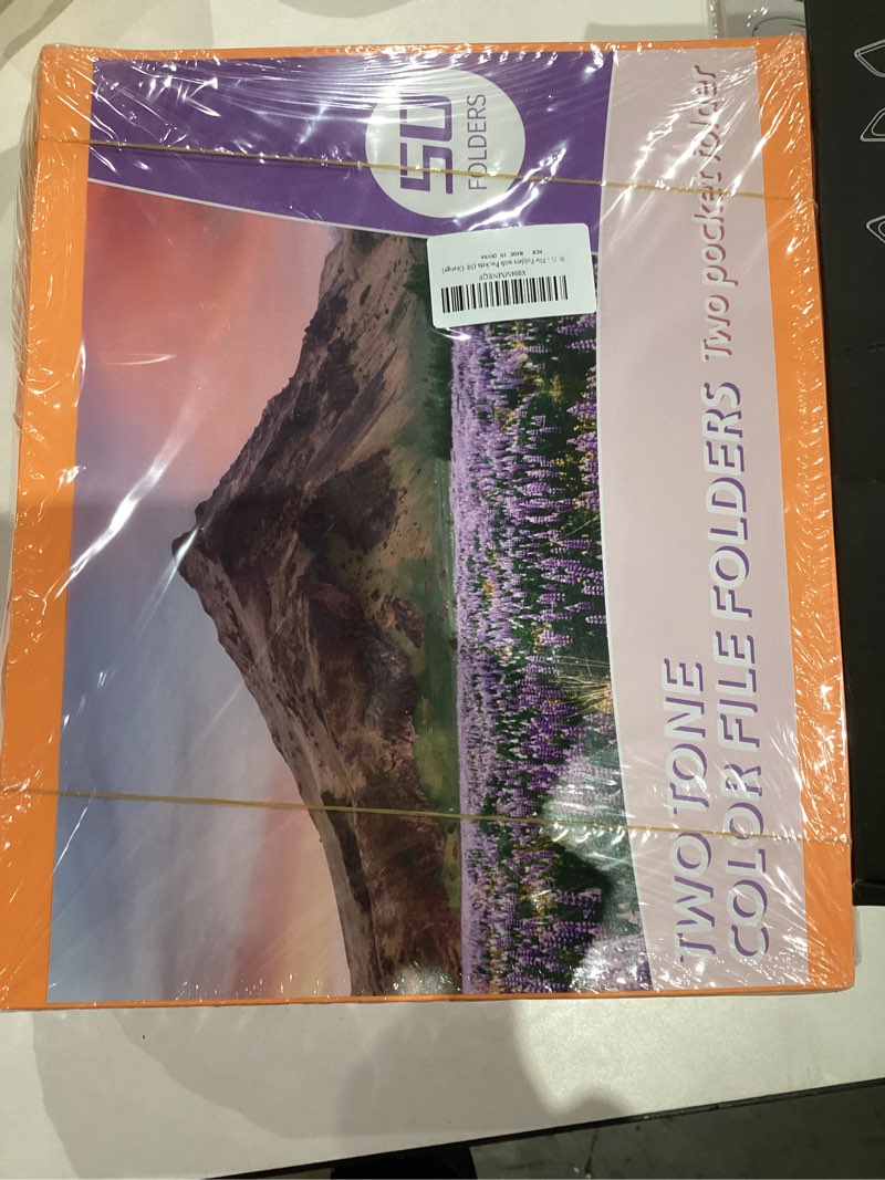 Condition photo showing New/Like New for 50 Pack Folders with Pockets, Pocket Folders Fit Letter Size Paper, with Business Card Slot, 2-Pocket Folder for School Office Home Business Orange