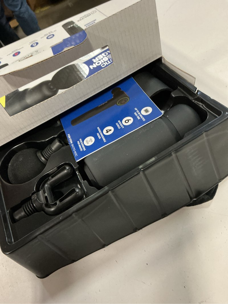 Condition photo showing Good Condition for brookstone deep tissue massage gun for pain relief & muscle recovery – 9-speed handheld percussion massager, 4 heads, type-c rechargeable, quiet, 3200 rpm, shockproof design
