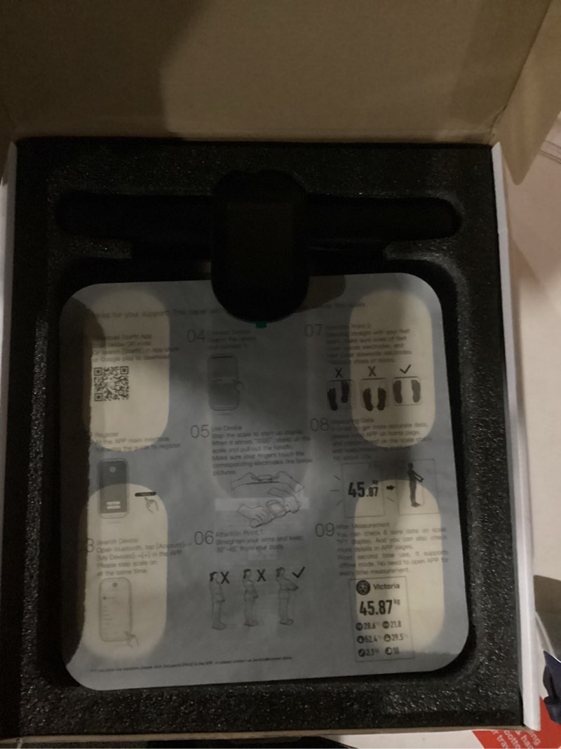 Condition photo showing As Is for RunStar Smart Scale FSA&HSA Eligible, 8 Electrodes Digital Bathroom Scale for Body Weight and Fat, BMI, Muscle Mass 28 Body Composition Measurement, with Full-Color TFT LCD on Retractable Handle black