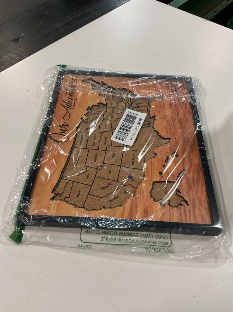 Condition photo showing New/Like New for flinelife Cork Board Usa Travel Map With Pins, 12x10, Medium Size, Map of United States, Perfect For Couples and Families Gift Our Adventures Medium