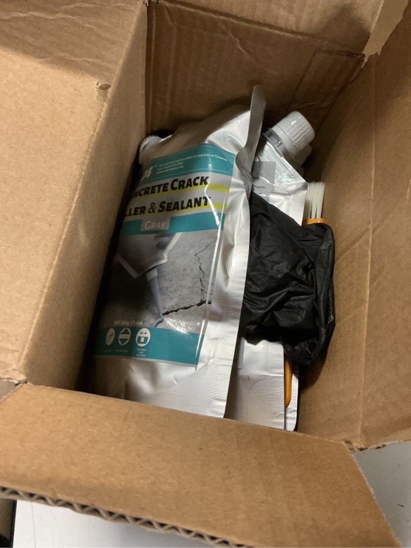 Condition photo showing Good Condition for e-sds concrete crack filler 4.4lb self-leveling cement crack filler, repair sealant waterproof caulking glue for driveways, patios, walkside, outdoor concrete joint repair sealer 4 pack
