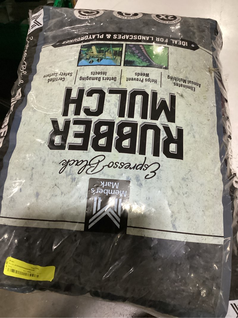 Condition photo showing Good Condition for member's mark black rubber mulch, 1.25 cu. ft.
