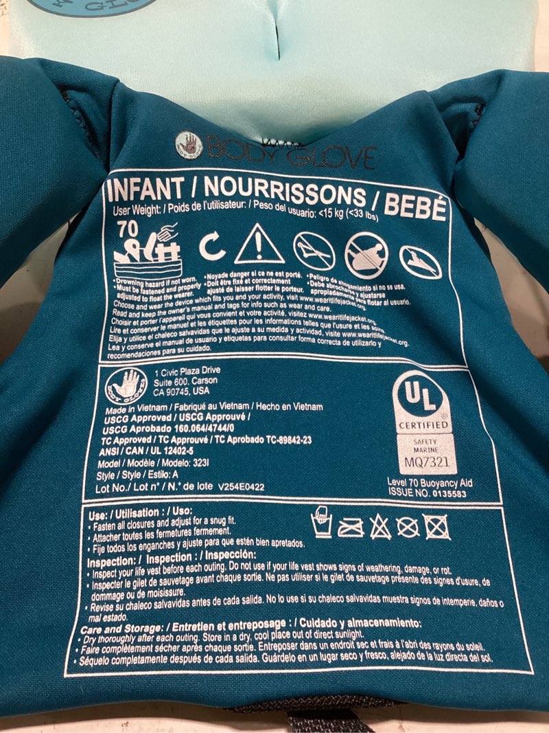 Condition photo showing Good Condition for body glove infant's neoprene pfd life jacket and vest, boy, 20-30 lbs., blue