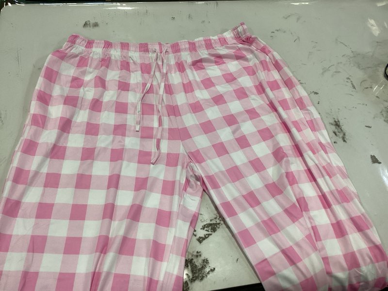 X-Image Women's Lounge Pants Yoga Athletic Sweat Pants Casual Plus Size Pajama Pant Pink Plaid, XXX-