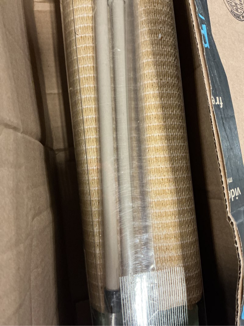 Condition photo showing Good Condition for sunoff outdoor roller shades, cordless patio roller up blinds with shade cloth for porch gazebo pergola balcony backyard, 2 poles & 1 fabric, wheat, 48" wx96 h 48"w x 96"h wheat
