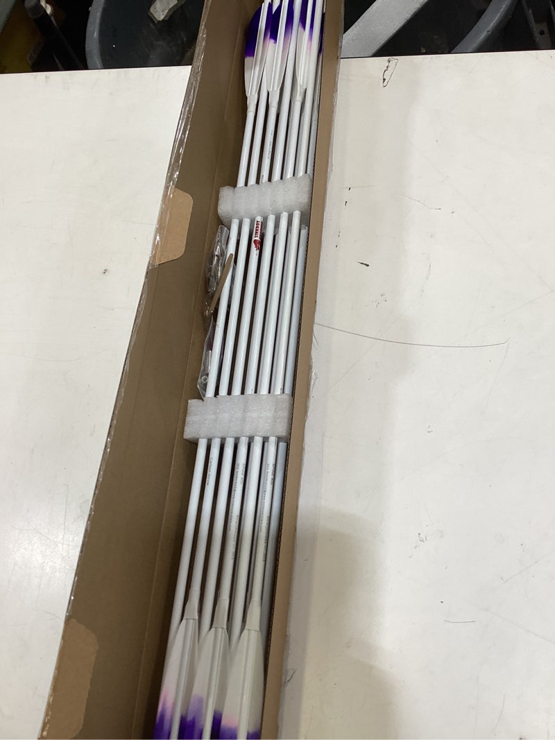 Condition photo showing New/Like New for linkboy archery 30/32inch carbon arrow 500 600 700 800 spine arrows compound bow hunting arrows bow target 5inch gradient target practice feather 12pcs white-purple 12pcs sp800 30"