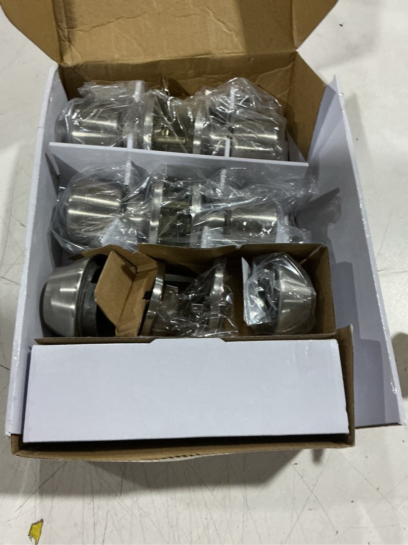 Condition photo showing Good Condition for hyper tough keyed entry tulip style doorknob and deadbolt double combo pack, stainless steel finish