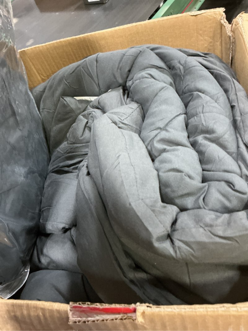 Condition photo showing As Is for CozyLux King Size Comforter Set Dark Grey - 7 Pieces Bed in a Bag King, Luxury Soft Bed Set for All Seasons, Bedding Set with Down Alternative Comforter, Sheets, Pillowcases & Shams Dark Grey King