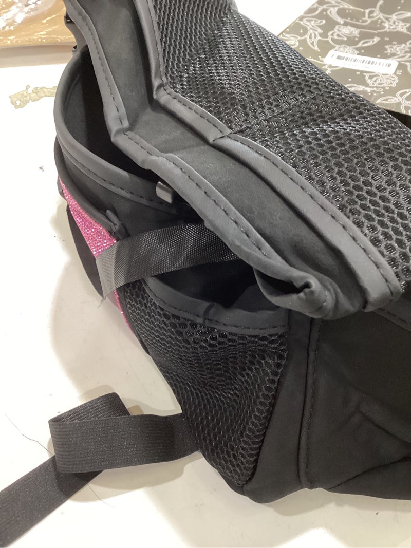 Condition photo showing Good Condition for white diamand car handbag holder between seats bling crystal car storage bag large capacity purse phone ipad automotive consoles organizer safe barrier of backseat pet kids black and pink