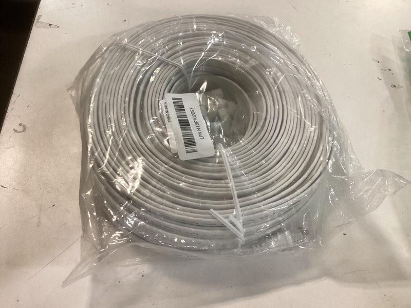 Condition photo showing New/Like New for Jadaol Cat 6 Ethernet Cable 200ft (60.96m), Outdoor & Indoor, 10Gbps Support Cat 8 Cat 7 Network, Long Flat Internet Lan Patch Cord, Cat6 High Speed Weatherproof Cable for Router, Modem, Switch, White 200ft Flat White