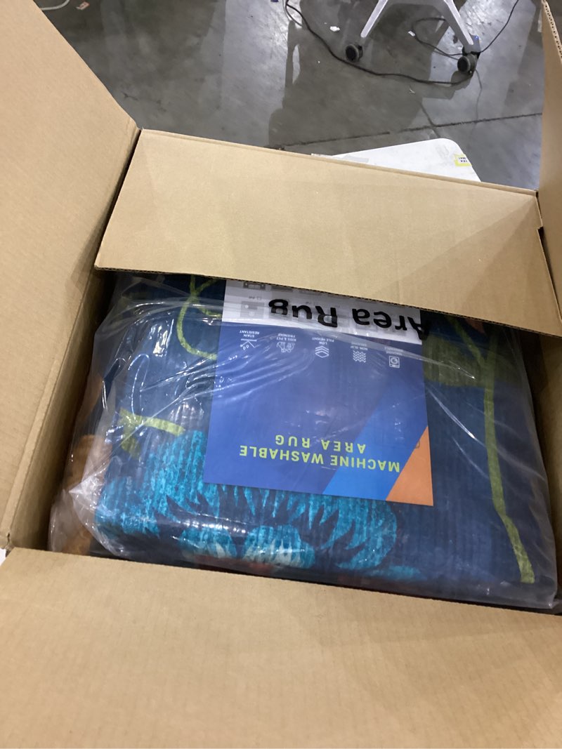 Condition photo showing New/Like New for GarveeHome Jungle 8x10 Area Rug Washable Rugs for Living Room, Forest Rug Non Slip Low Pile Soft Indoor Stain Resistance Animal Print Carpet for Bedroom Dining Room Playroom Nursery, Blue Blue 8' x 10' (Rectangular)