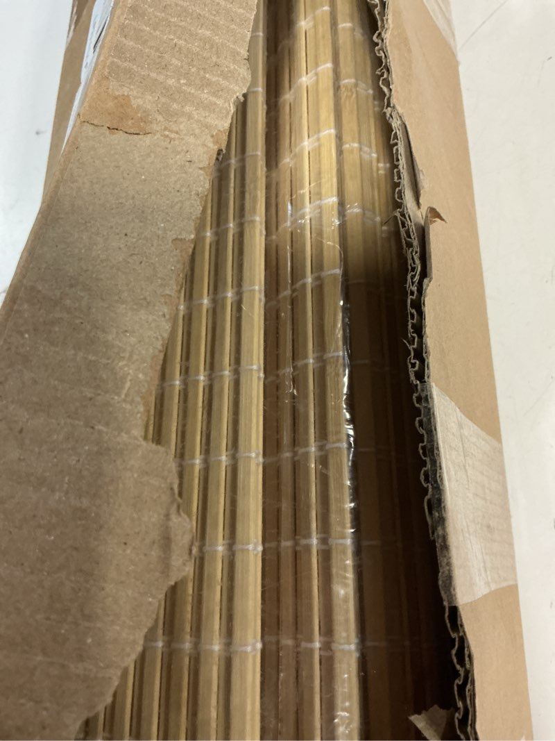 Condition photo showing New/Like New for lazblinds no tools no drill cordless bamboo roman shades, privacy window treatment, roll up bamboo blinds for windows 28'' w x 64'' h, natural privacy-natural 28" w x 64" h