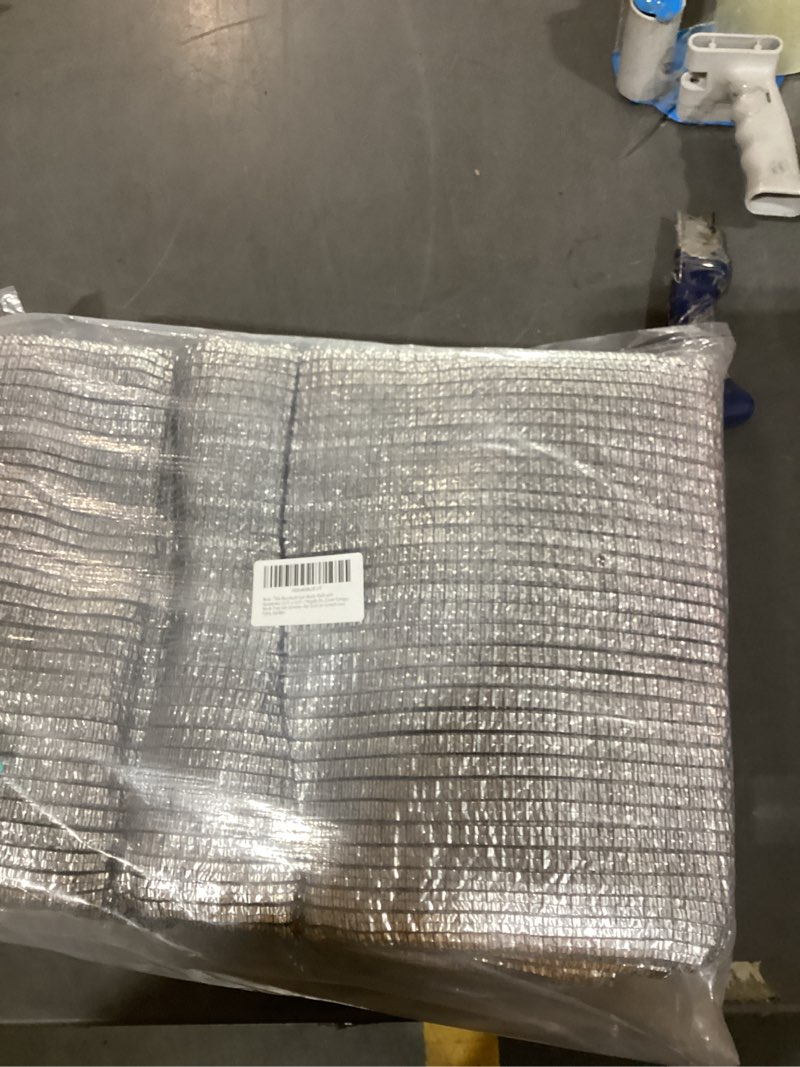Condition photo showing New/Like New for 70% aluminum sun shade cloth with grommets 12ft x 16ft, silver reflective mesh tarp sun shade cover for pergola, patio, garden, greenhouse, car, kennel, swimming pool, outdoor