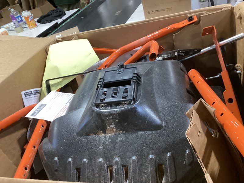 Condition photo showing As Is for agri-fab 45-0463 130 lb. tow-behind lawn & garden broadcast spreader for seed,fertilizer,salt,ice melt; easy to use flow control from seat of riding lawn mower 130 lb. direct control tow-behind spreader