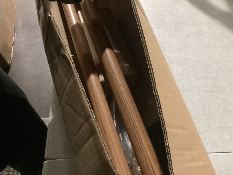 Condition photo showing Good Condition for 1-1/8 inch diameter wood curtain rods for windows 72 to 144 inch - adjustable seamless aluminum bracket - heavy-duty boho curtain rods with seaweed finial - light wood grain light wood grain 72-144"