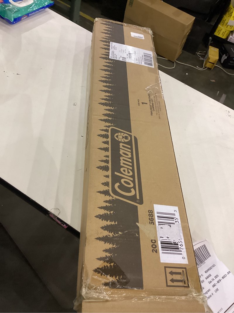 Condition photo showing New/Like New for Coleman Trailhead II Large Folding Cot with Easy Setup & Takedown, Supports Adults up to 6ft 2in or 300lbs, Great for Camping, Lounging, Elevated Sleeping, Guests, & More Military Camping Cot