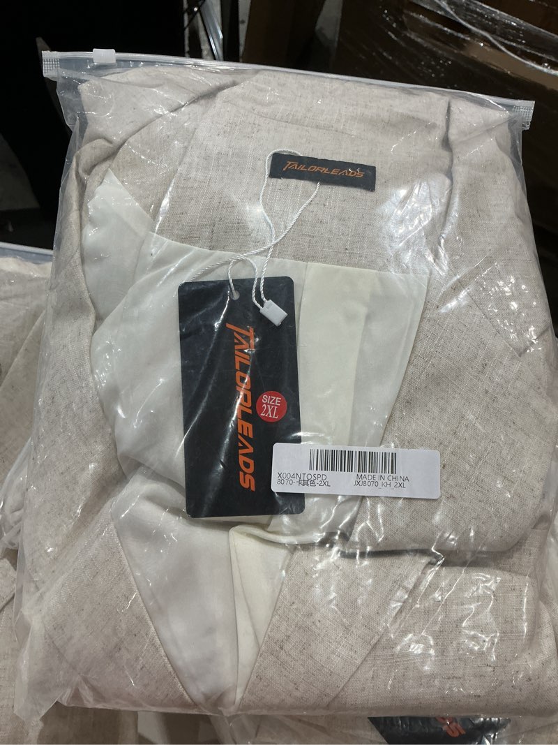 Condition photo showing New/Like New for corski men's casual blazer linen sport coat two button lightweight jackets business daily suit xx-large linen khaki