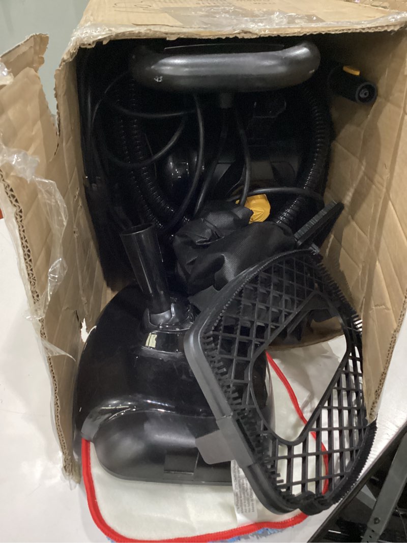 Condition photo showing As Is for USED NOT TESTED McCulloch MC1385 Deluxe Canister Steam Cleaner, 2-Hour Runtime, Chemical-Free, 23 Accessories: Mop Head, Brushes & More - Built for Home, Tile, Carpet, Furniture, & Personal Car Detailing