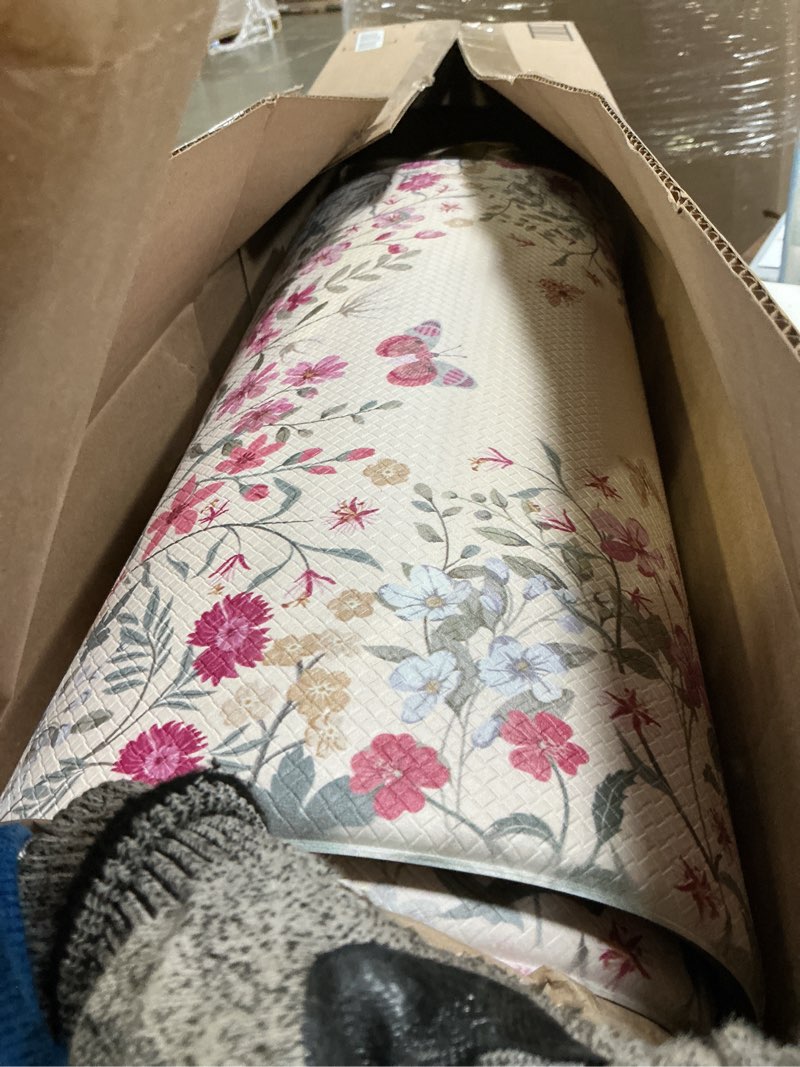 Condition photo showing Good Condition for kimode anti fatigue kitchen mats for floor 2 piece, beige farmhouse kitchen rugs sets of 2, non slip waterproof kitchen floor mats, standing mats for laundry office sink desk 20"x59"+20"x32" 20" x 59"+20" x 32"--0.47 inches floral/beige