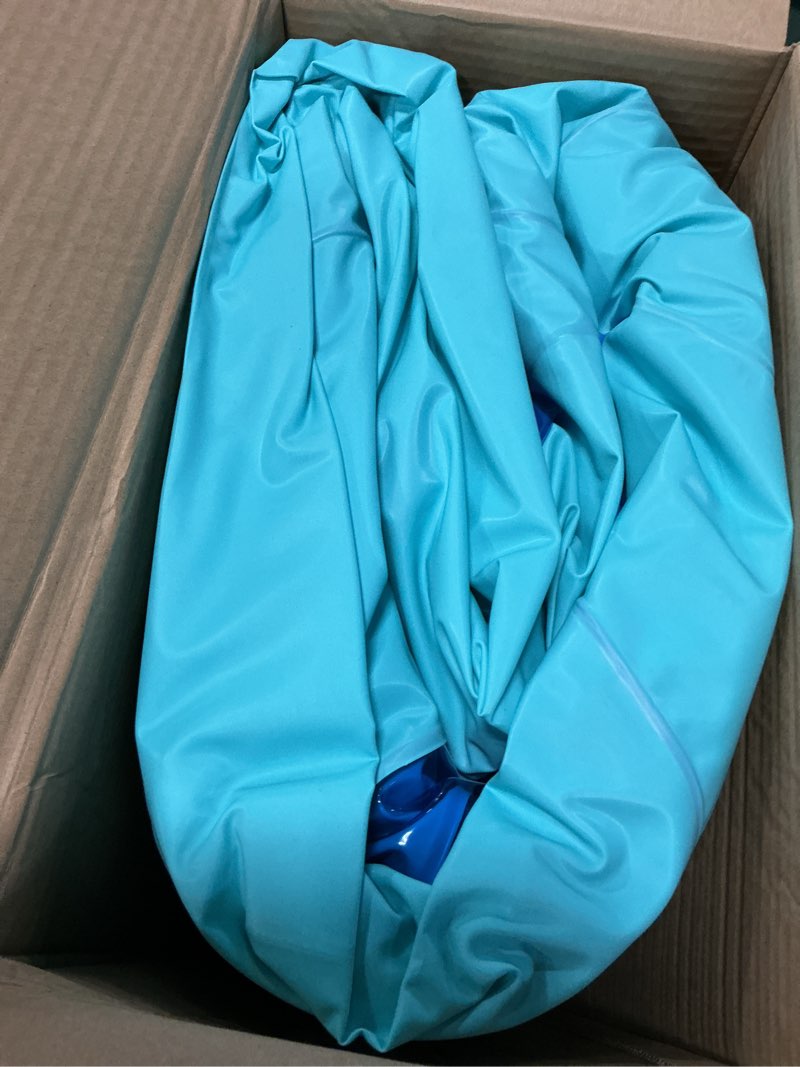 Condition photo showing As Is for bluescape blue deluxe comfort inflatable family swimming pool, 4 seats, square, age 6 & up
