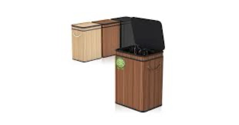 Mihoho 80 Liter/21 Gallon Large Trash Can with Lid, Garbage Bin Wastebasket Made of Bamboo, Outdoor 