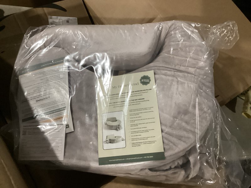 Condition photo showing New/Like New for My Brest Friend Super Deluxe Nursing Pillow - Enhanced Comfort & Ergonomic Breastfeeding Pillow for Ultimate Support For Mom & Baby - Adjustable and with Handy Side Pocket, Platinum Platinum Super Deluxe
