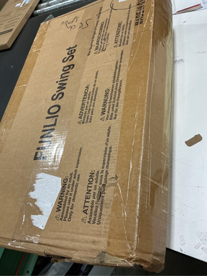 Condition photo showing New/Like New for FUNLIO Toddler Swing with Foldable Metal Stand for Toddlers Aged 1~10 Years, 3-in-1 Baby Swing Set with 4 Sandbags for Backyard/Indoor/Outdoor Play, Easy to Assemble & Store, Pink