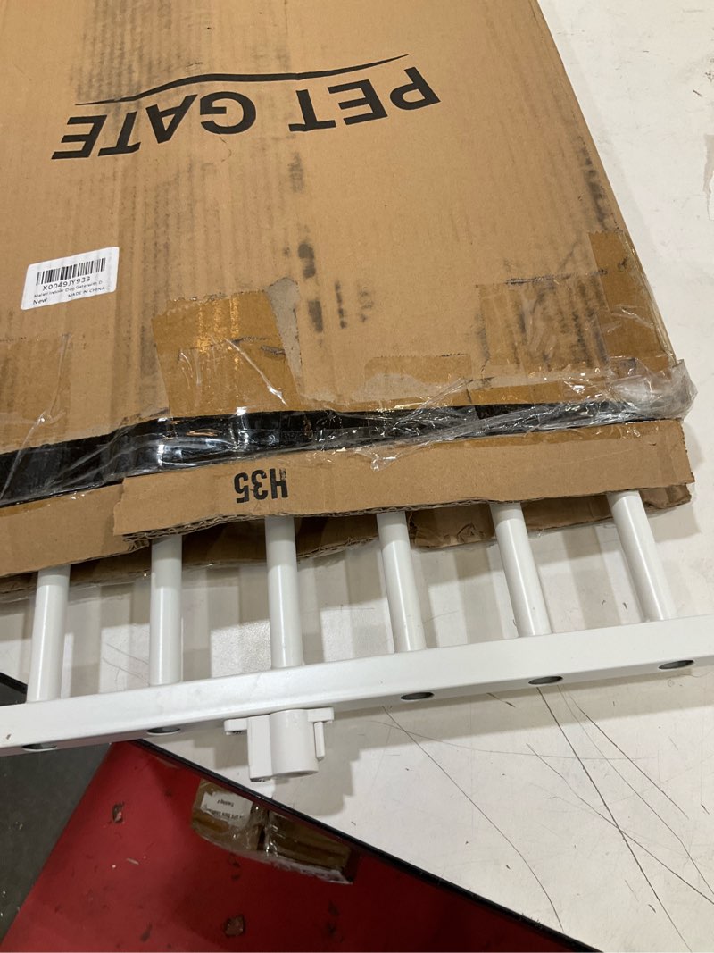 Condition photo showing Good Condition for malier indoor dog gate with door, 34-55" extra wide full metal pet gate short dog gate for stairs, pressure mount 14'' tall small puppy low gate easy step over for doorways white 14''h × 34''- 55''w