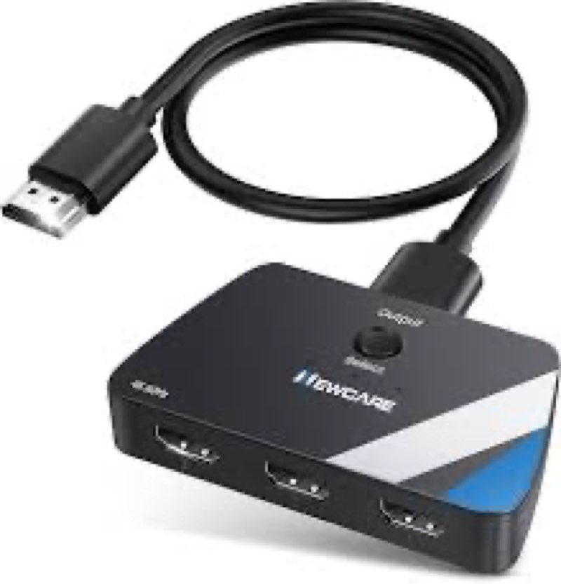 NEWCARE HDMI Splitter 1 in 3 Out, 4K@60Hz HDMI 2.0 Splitter w/ 4ft HDMI Cable, Auto Downscaler, Mirr