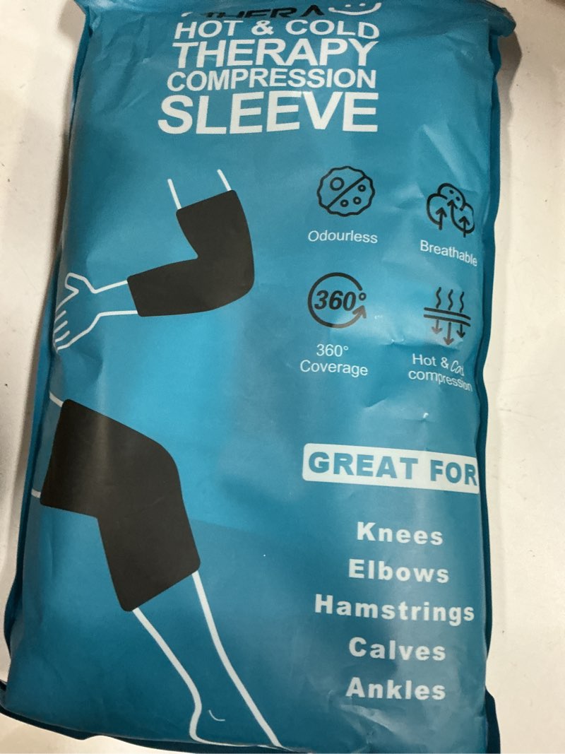 Condition photo showing New/Like New for iTHERAU Cold & Hot Therapy Compression Sleeve Gel 2 Packs for Elbow, Calf, Ankle, Knee, Ice Pack Therapy for Sprains, Arthritis, Elbow Pain, Tendonitis - Black, Large