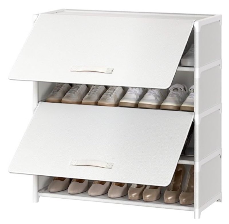 Shoe Rack, 5 Tier Shoe Storage Cabinet with Door 20 Pair Plastic Shoe Shelves Organizer for Closet, Entryway, Hallway, Bedroom, White 5-tier White