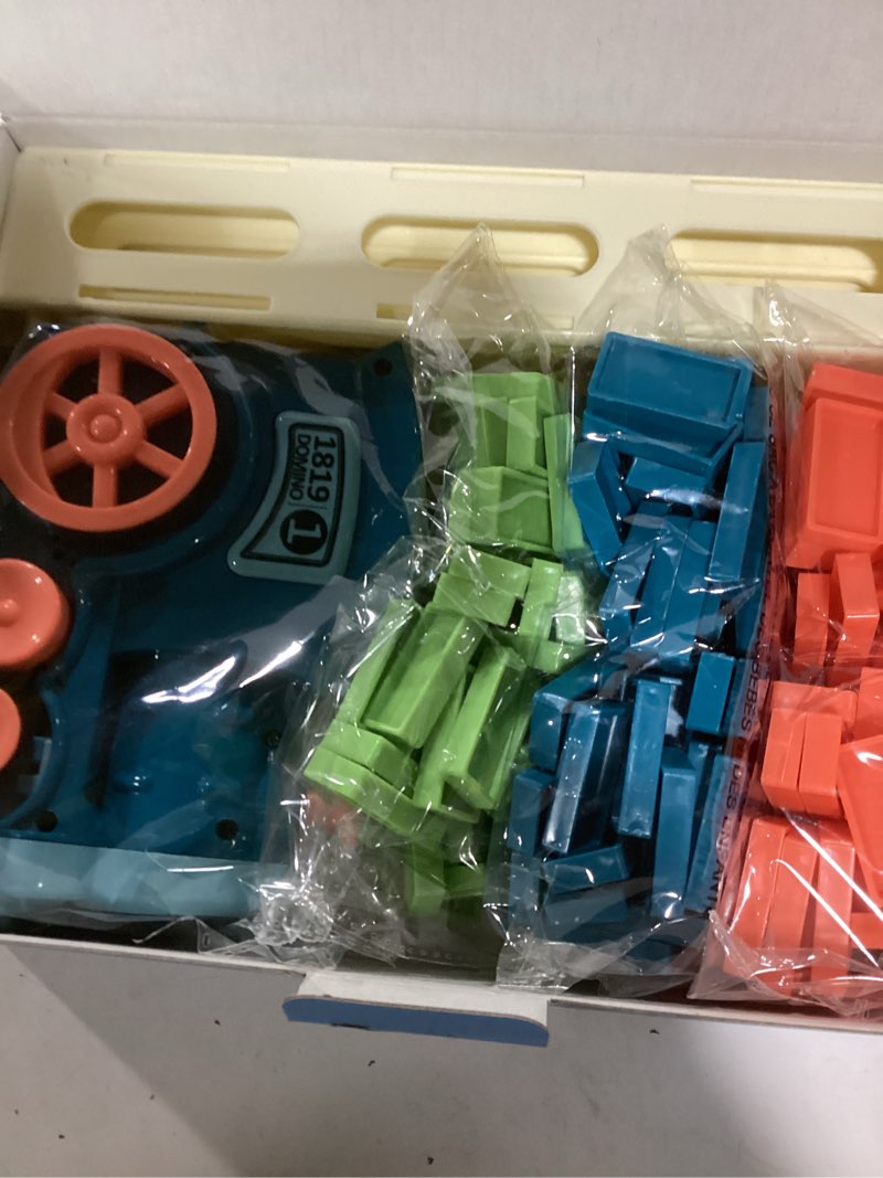 Condition photo showing New/Like New for Domino Train Toys Kids Games - Automatic Stacking Creative Game 3+ Year Old - Stem Montessori Toy for Boys 4-6 - Summer Autistic Christmas Birthday Gifts 5 6 Toddler Ages 4-8 Morandi Blue