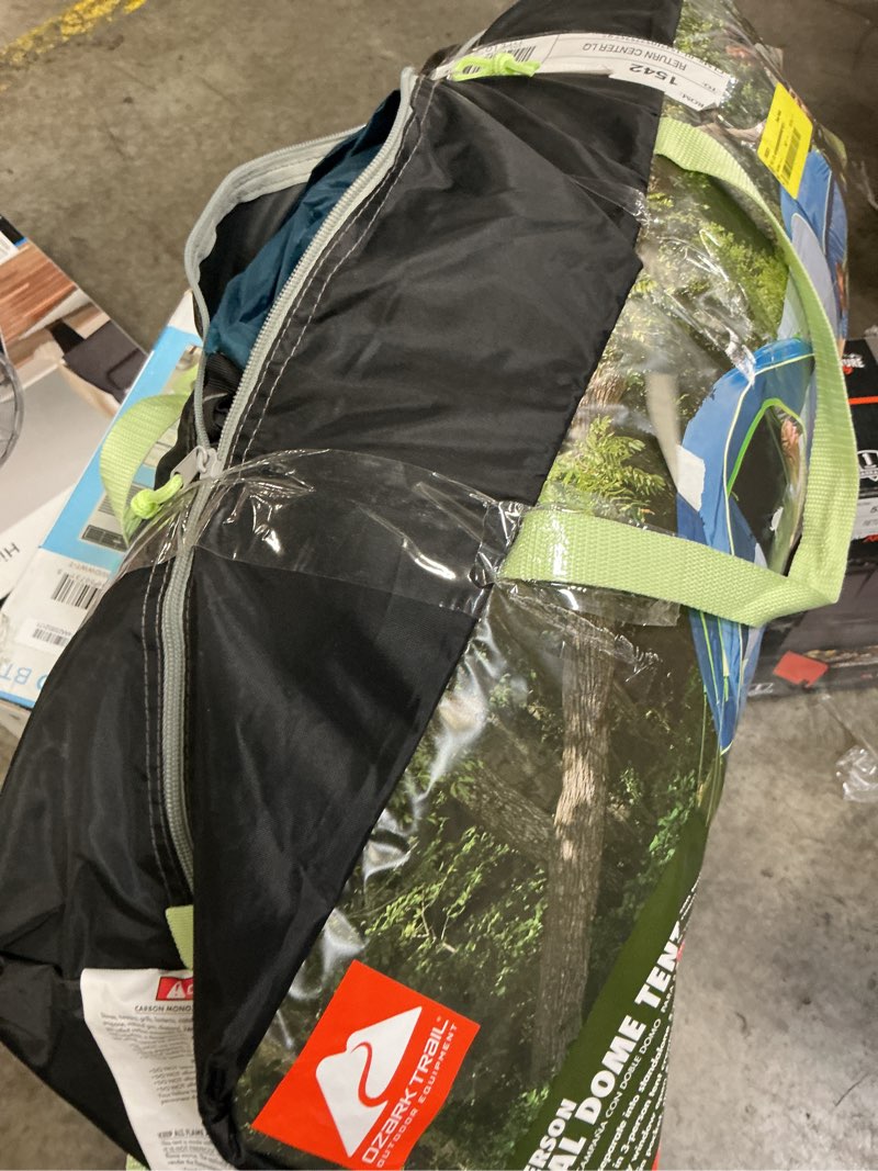 Condition photo showing As Is for ozark trail 8 person dual dome tent - 17ft. x 9ft.